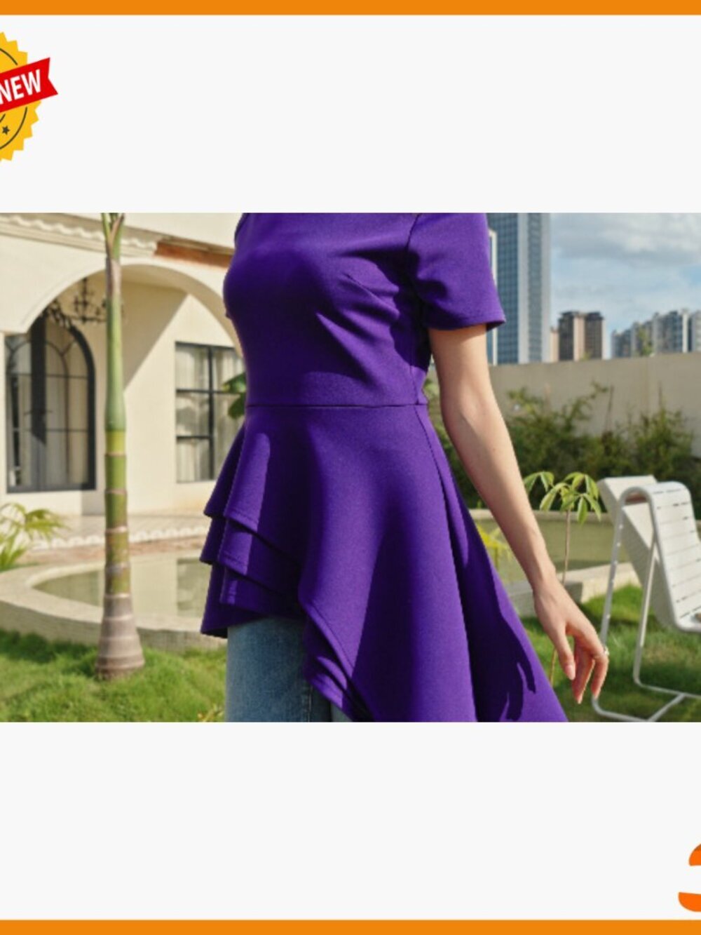 Casual Shirt Dress High Low Ruffle Hem Asymmetrical Peplum Tunic Top - Picture 7 of 7